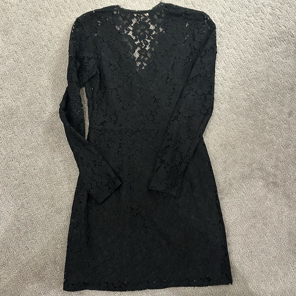 Wayf black lace dress